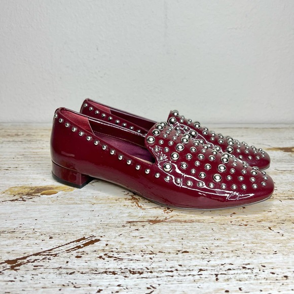 Halogen Genuine Leather Maroon Studded Loafers Size 7.5M - Picture 4 of 10
